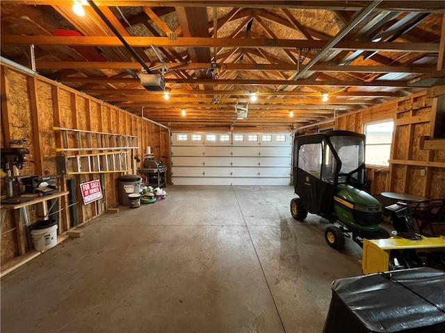 garage with a garage door opener