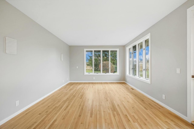 spare room with light wood-type flooring and a wealth of natural light