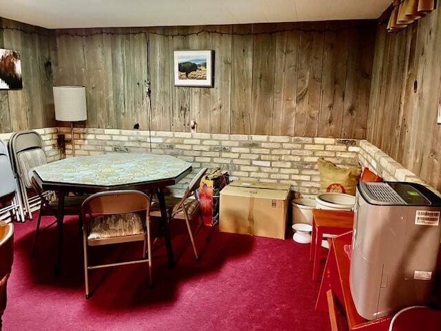 2628 Riverhills Rd, Two Rivers, WI 54241 - carpeted dining room with wooden walls