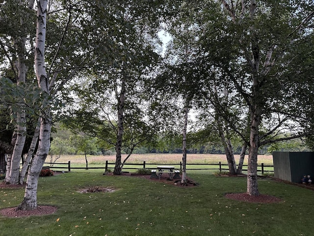 view of property's community featuring fence and a yard