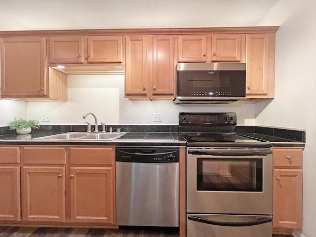 kitchen with appliances with stainless steel finishes and sink