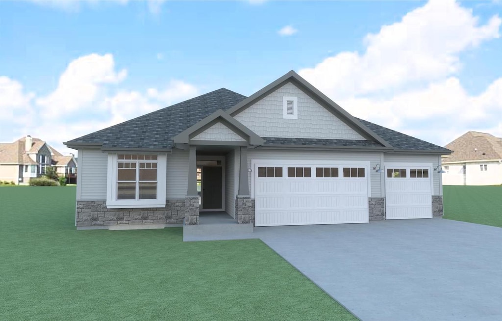 craftsman-style house with a garage and a front yard