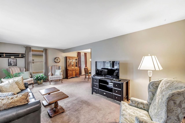 living room with carpet flooring