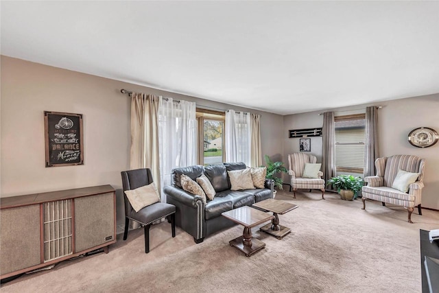 living room with carpet floors