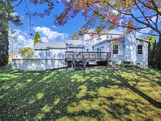 view of yard with a deck