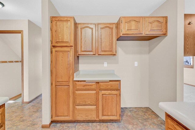 kitchen with light brown cabinetry