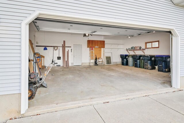 garage with a garage door opener