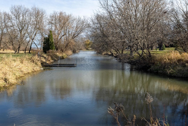 property view of water with a boat dock