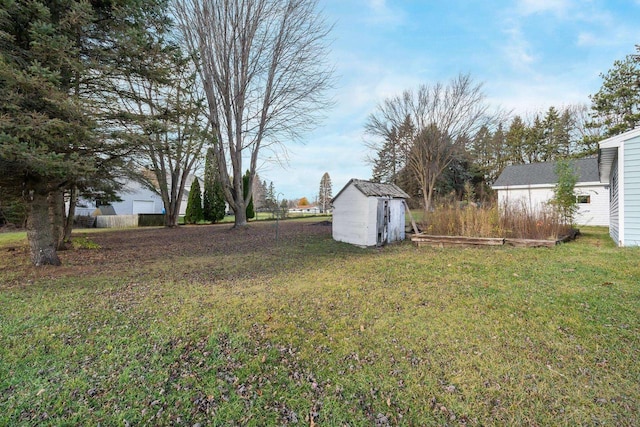 view of yard with a storage unit