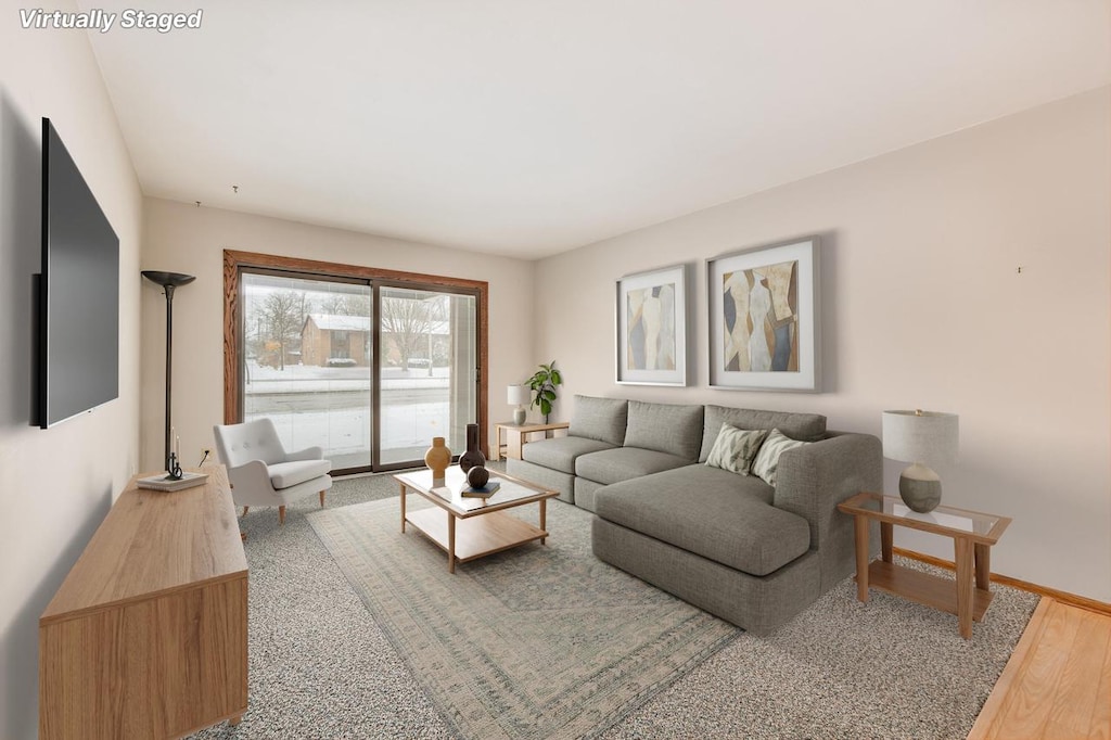 living room with wood-type flooring