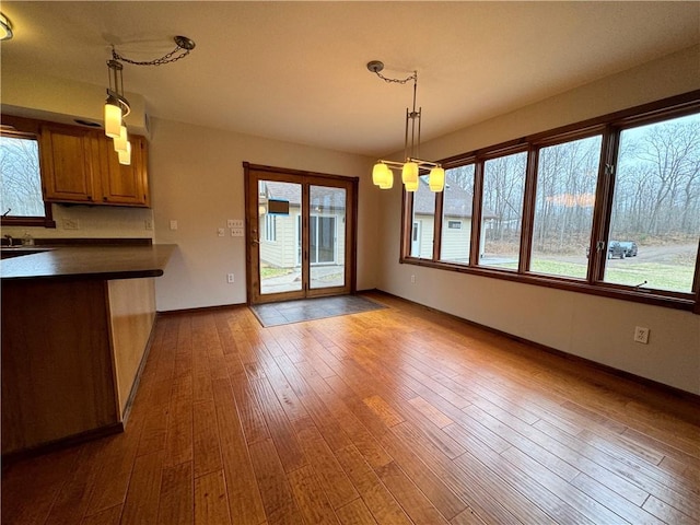 unfurnished dining area with hardwood / wood-style flooring