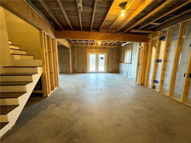 basement with french doors