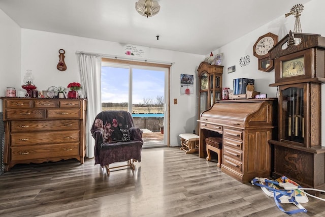 sitting room with wood-type flooring