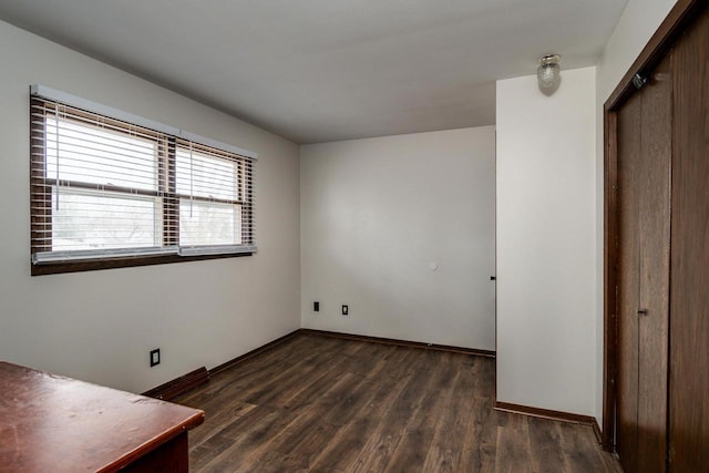 interior space featuring dark wood-type flooring and a closet