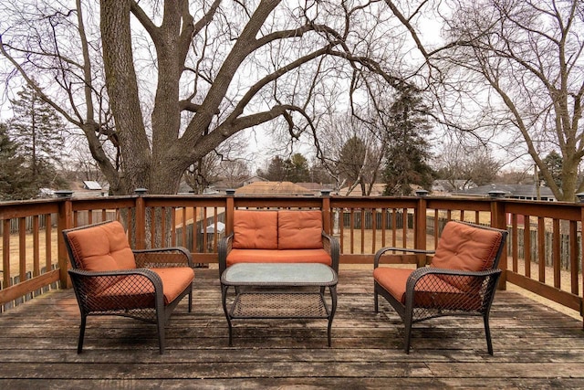 deck featuring outdoor lounge area