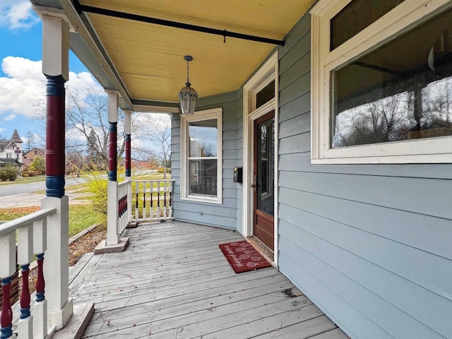 deck with covered porch