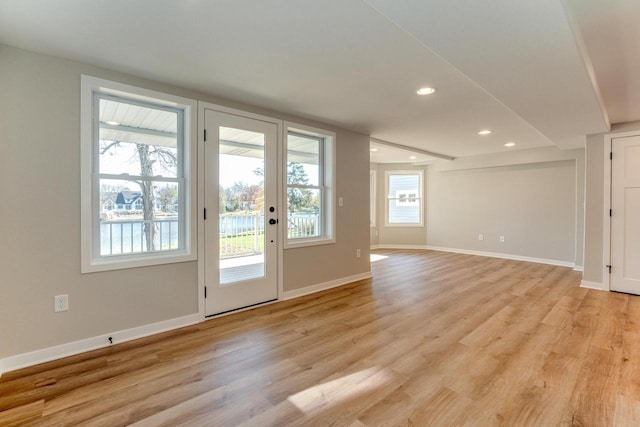 doorway to outside featuring light wood-type flooring and a healthy amount of sunlight