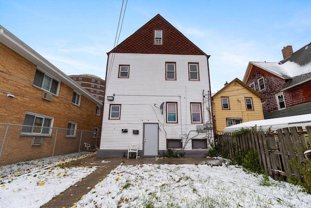 view of snow covered property