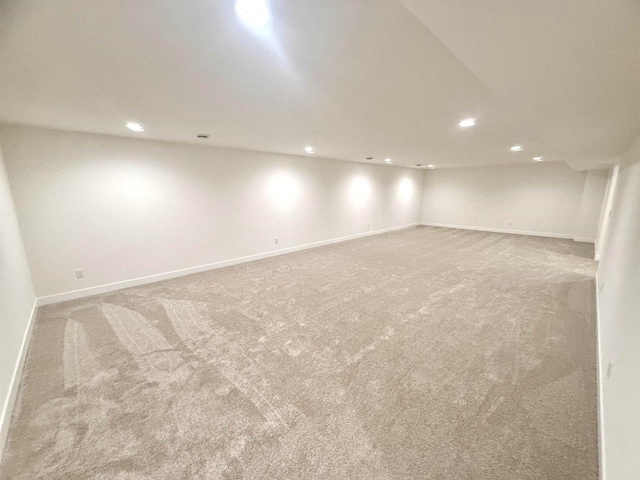 basement featuring carpet