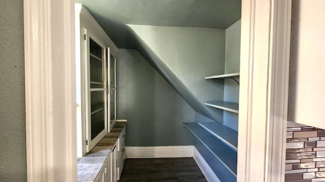 interior space featuring dark wood-type flooring