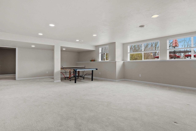 playroom with light colored carpet