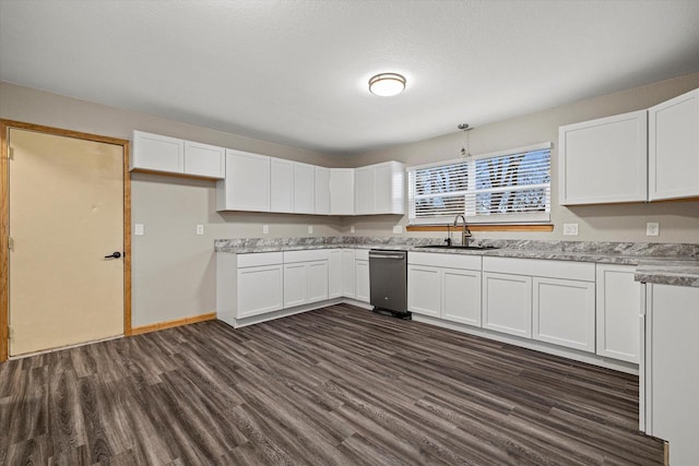 kitchen featuring white cabinets, dark hardwood / wood-style floors, and sink