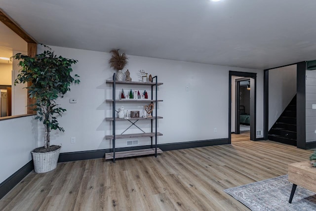 interior space with light hardwood / wood-style floors