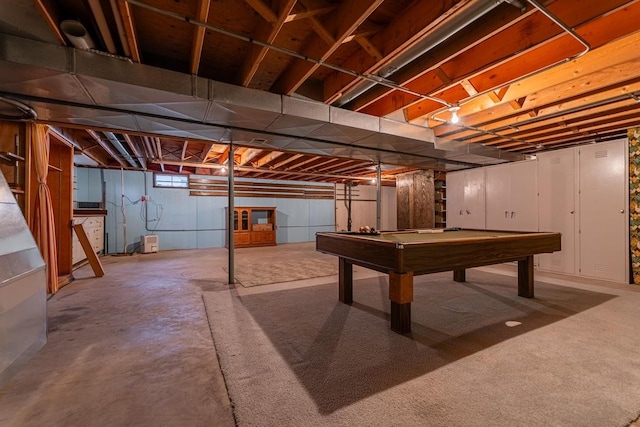 basement with pool table