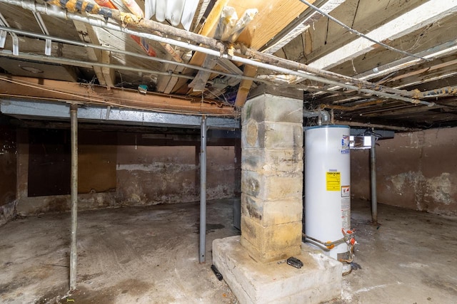 basement with gas water heater