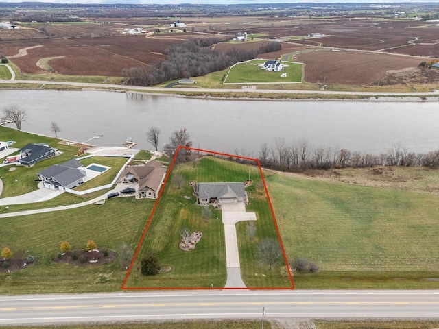 4207 Lost Dauphin Rd, De Pere, WI 54115 - aerial view of property's location with a nearby body of water and property parcel outlined