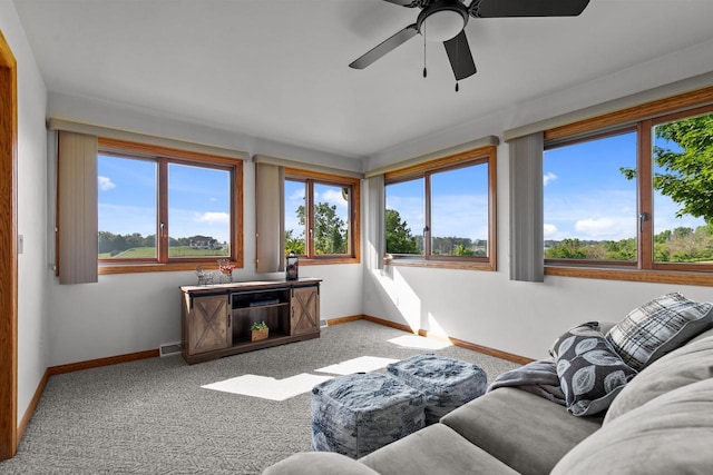 4207 Lost Dauphin Rd, De Pere, WI 54115 - carpeted living area featuring plenty of natural light and a ceiling fan