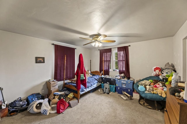 bedroom with carpet and ceiling fan