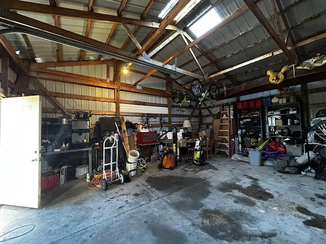 garage featuring a workshop area