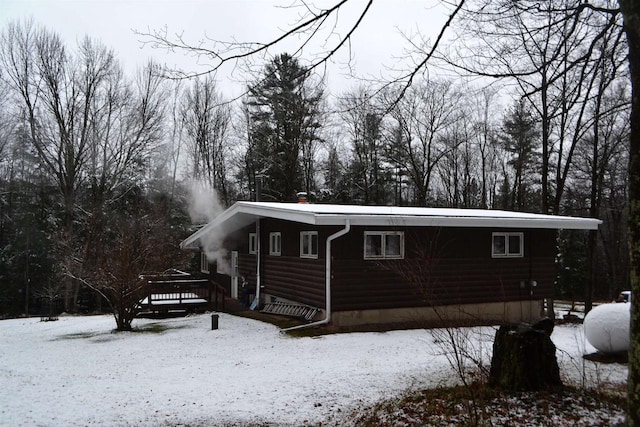 view of snow covered exterior