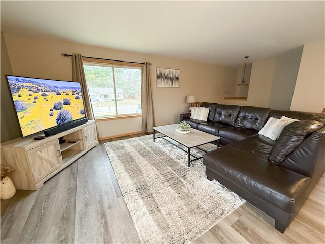 living room with light wood-type flooring