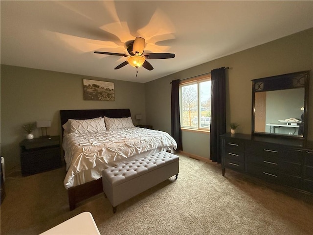 bedroom featuring carpet and ceiling fan