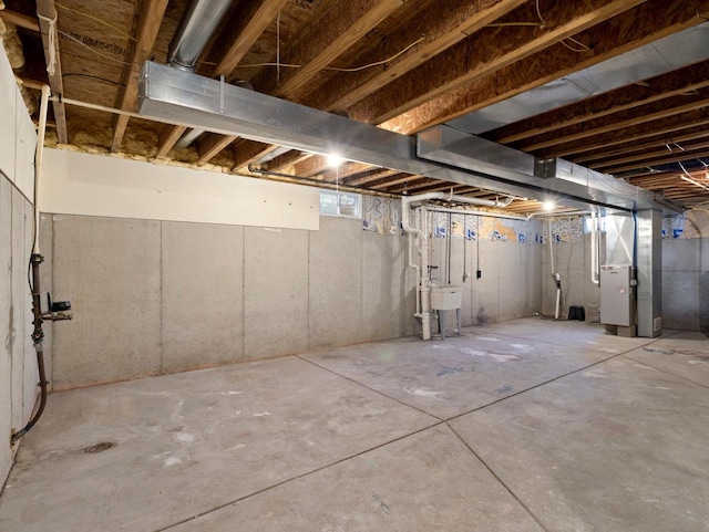 basement with heating unit