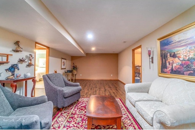 living room featuring hardwood / wood-style flooring