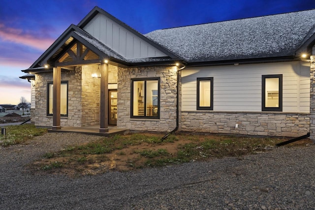 view of property exterior at dusk