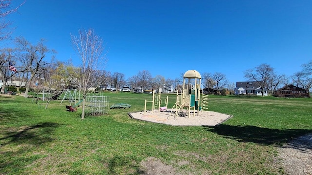 view of play area with a yard