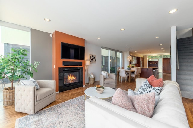 living room featuring light hardwood / wood-style flooring