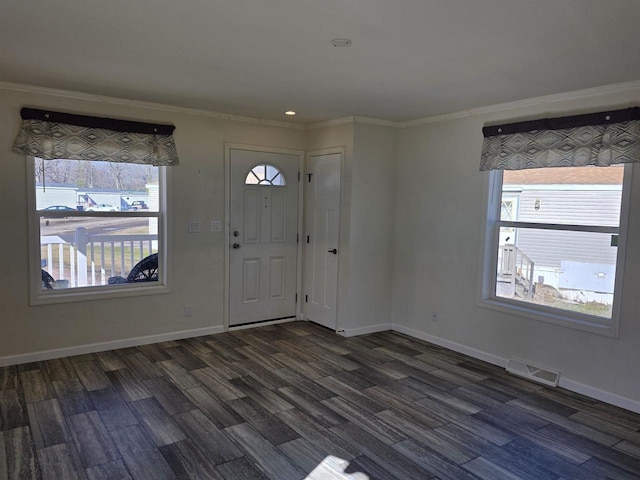 1407 N Peach Ave Unit 119, Marshfield, WI 54449 - foyer featuring dark wood finished floors and crown molding