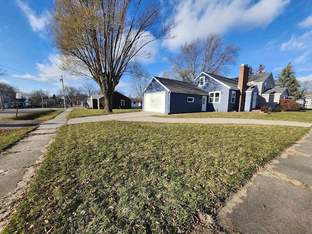 view of yard featuring a garage