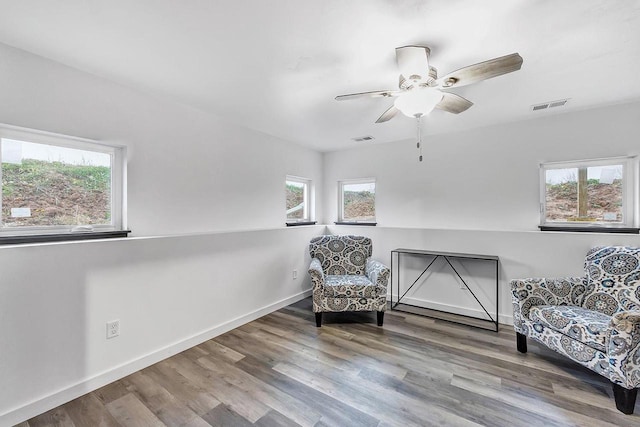 living area featuring wood-type flooring