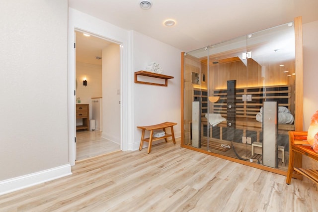 interior space with light hardwood / wood-style floors