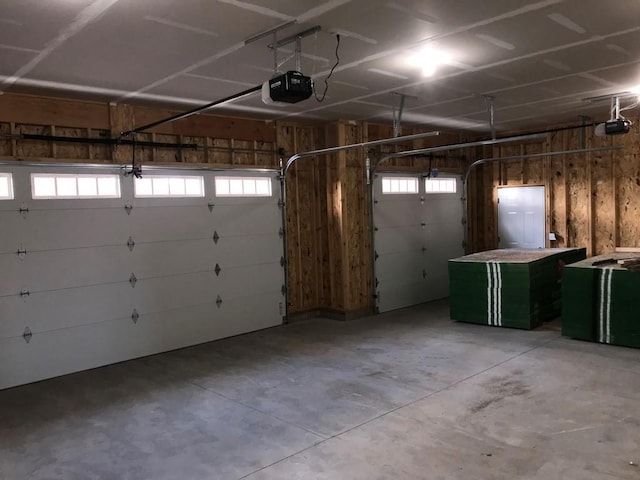 garage with a garage door opener