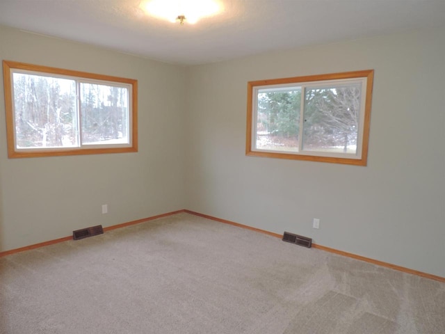 unfurnished room with carpet flooring and plenty of natural light