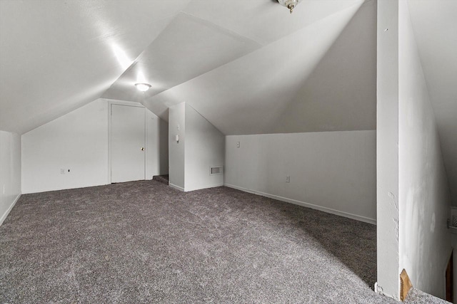 additional living space with carpet and vaulted ceiling