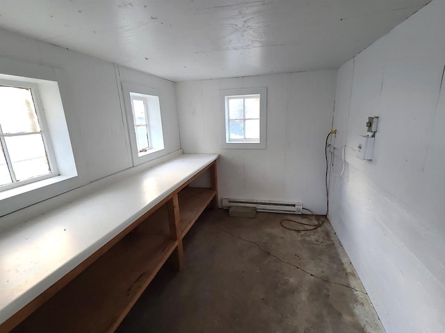 basement with a baseboard radiator