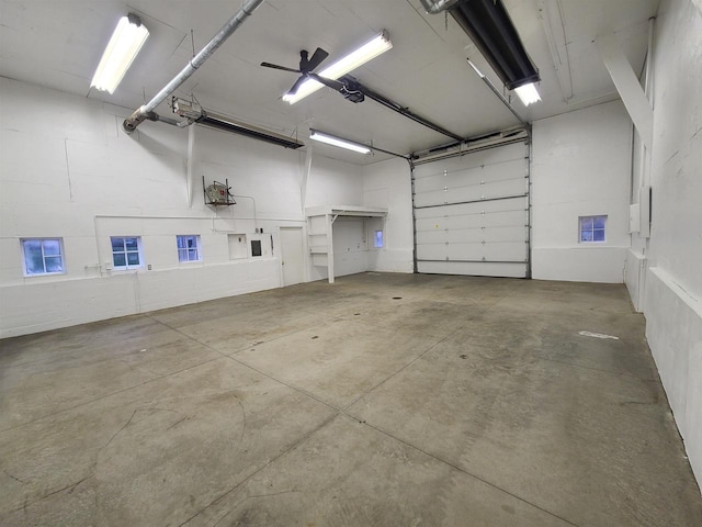 garage featuring ceiling fan